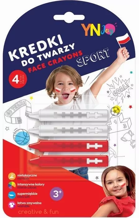 Kredki do twarzy 4x2g biało-czerwone - tantis.pl