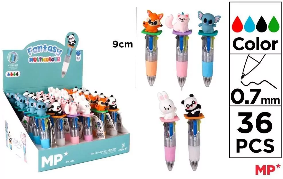 Długopis mini 4-kolorowy 0.7mm zwierzątka (36szt) - tantis.pl