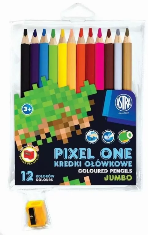 Kredki ołówkowe. Pixel One. 12 kolorów - tantis.pl