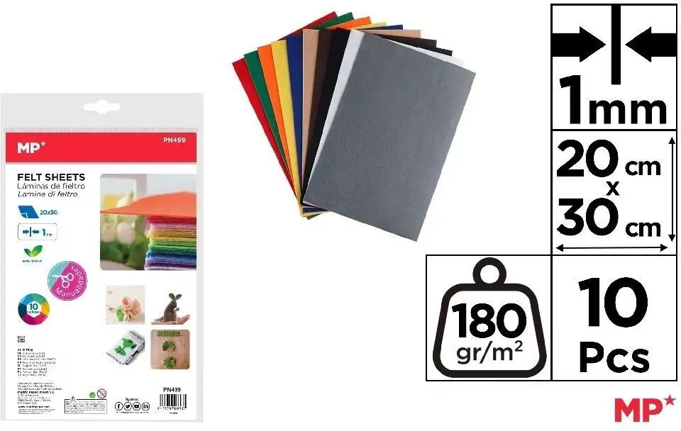 Filc dekoracyjny 20x30cm 180g 10 kolorów - tantis.pl