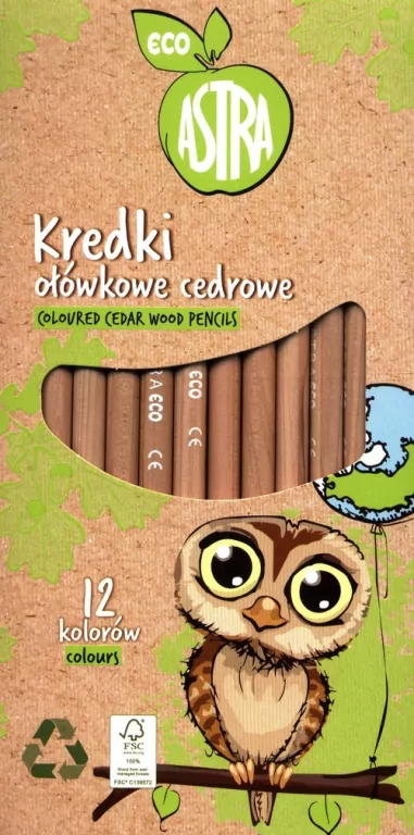 Kredki okrągłe z drewna cedrowego. 12 kolorów - tantis.pl