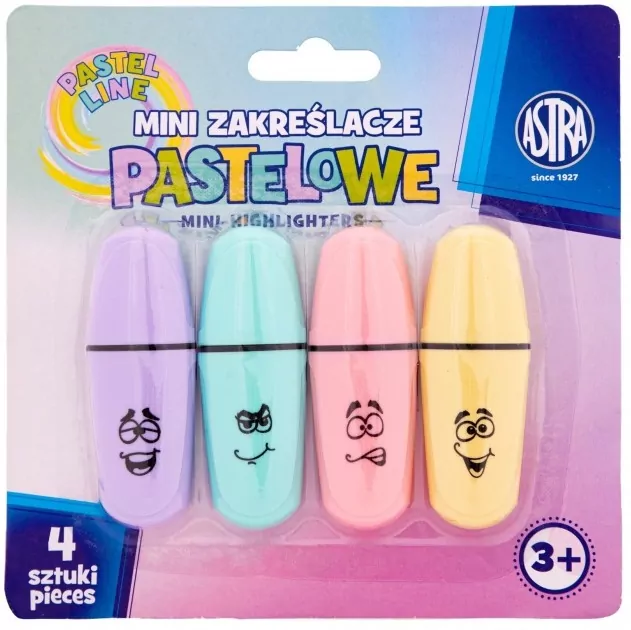 Mini zakreślacze. Pastelowe 4 kolory - tantis.pl