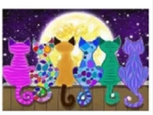 Diamentowa mozaika. Kolorowe koty na płocie. NO-1007446 - tantis.pl