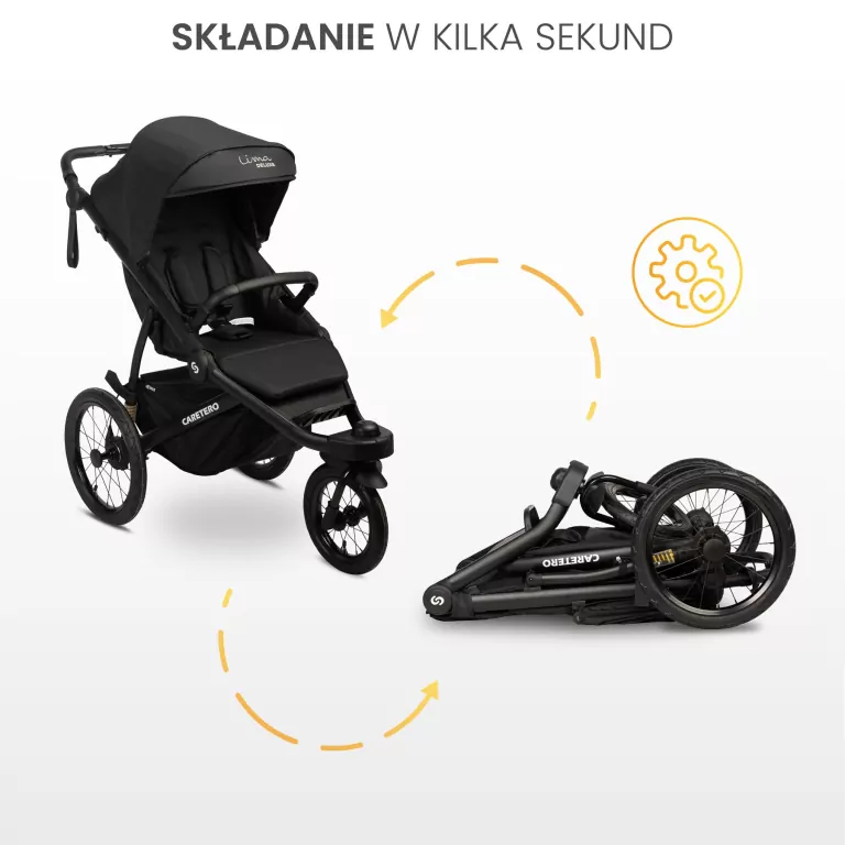 Caretero Lima Deluxe wózek spacerowy czarny - tantis.pl