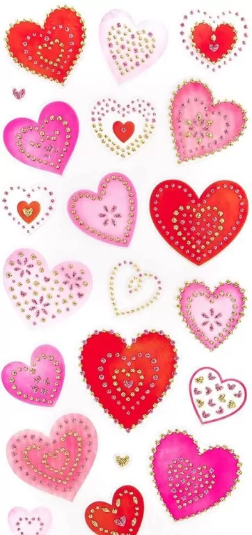 Naklejki papierowe brokatowe - Serca - tantis.pl