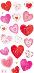 Naklejki papierowe brokatowe - Serca