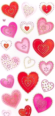 Naklejki papierowe brokatowe - Serca