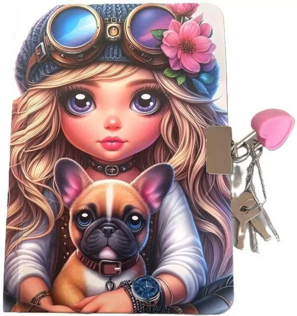 Pamiętnik z kłódką A6/64K gładki Dziewczynka z pie - tantis.pl