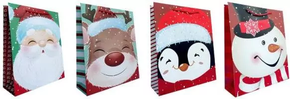 Torebka ozdobna prezentowa święta BN JP331B 26x32x10cm mix cena za 1 szt - tantis.pl