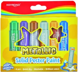 Farby plakatowe w sztyfcie. 6 metalicznych kolorów