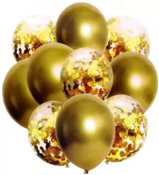 Zestaw balonów metal granatowyi i konfetti 33cm, 10 szt. BSC-693