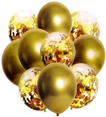 Zestaw balonów metal granatowyi i konfetti 33cm, 10 szt. BSC-693