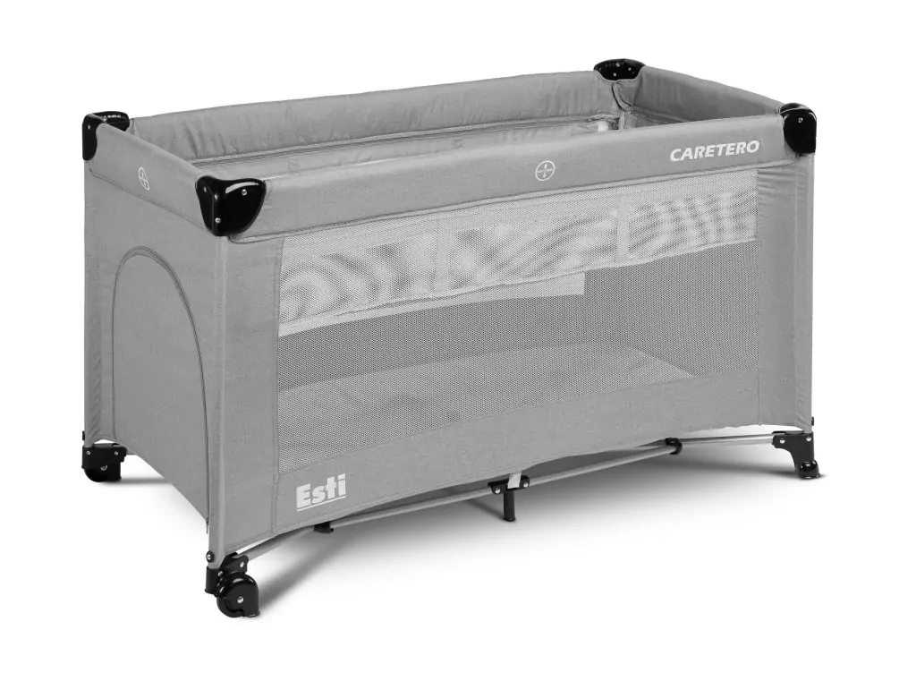 Caretero Łóżeczko turystyczne Esti opuszczany bok szare - tantis.pl