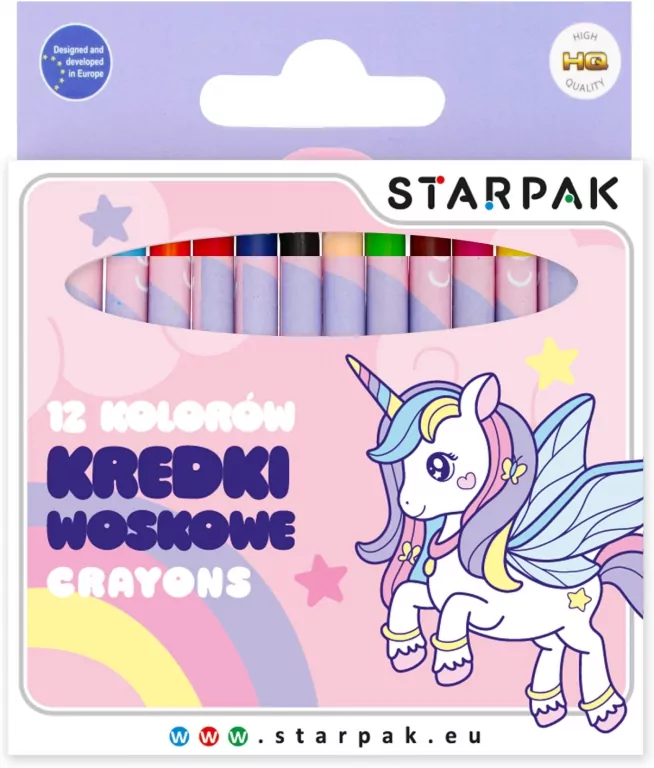 Kredki woskowe 12 kolorów Unicorn - tantis.pl