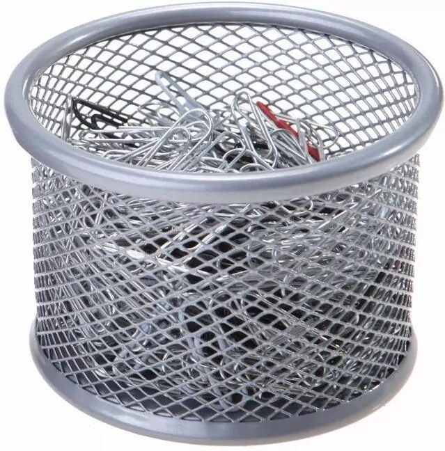 Kubek na spinacze. Okrągły średni. Srebrny - tantis.pl