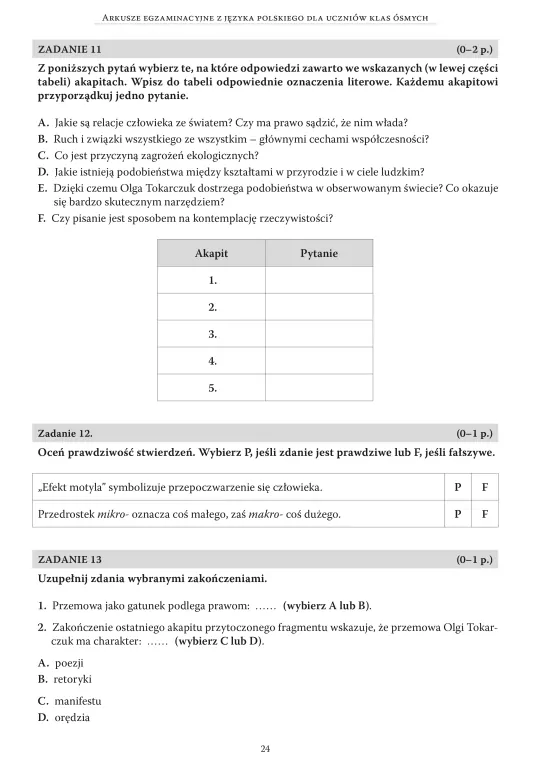 Arkusze egzaminacyjne z j. polskiego dla kl. 8 - tantis.pl
