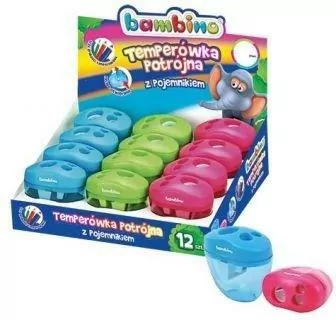 Temperówka potrójna z pojemnikiem  BAMBINO, 12 sztuk - tantis.pl