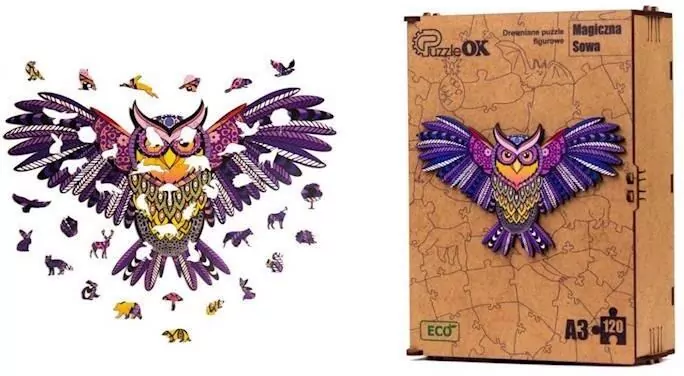 Puzzle drewniane 120. Magiczna sowa A3 - tantis.pl