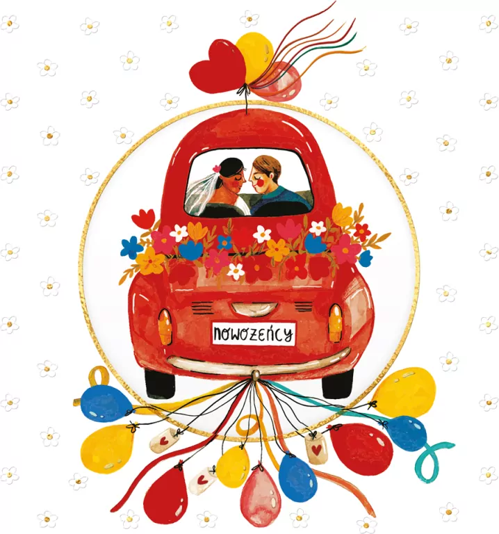 Karnet KW koperta z kółkiem Ślub Garbus - tantis.pl