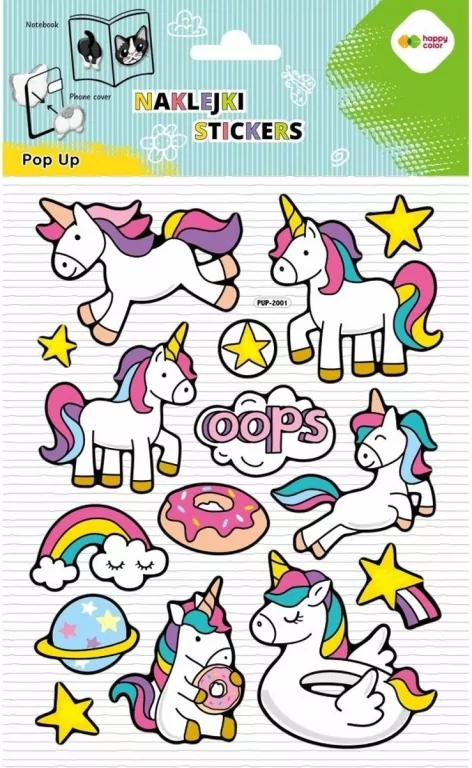 Naklejki 3D Pop Up Unicorns 146x240 HAPPY COLOR - tantis.pl