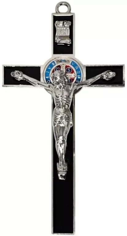Krzyż czarny metalowy Benedykta 30cm - tantis.pl