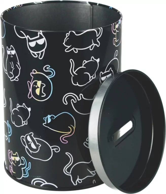 Skarbonka metalowa okrągła Kitty holograf - tantis.pl