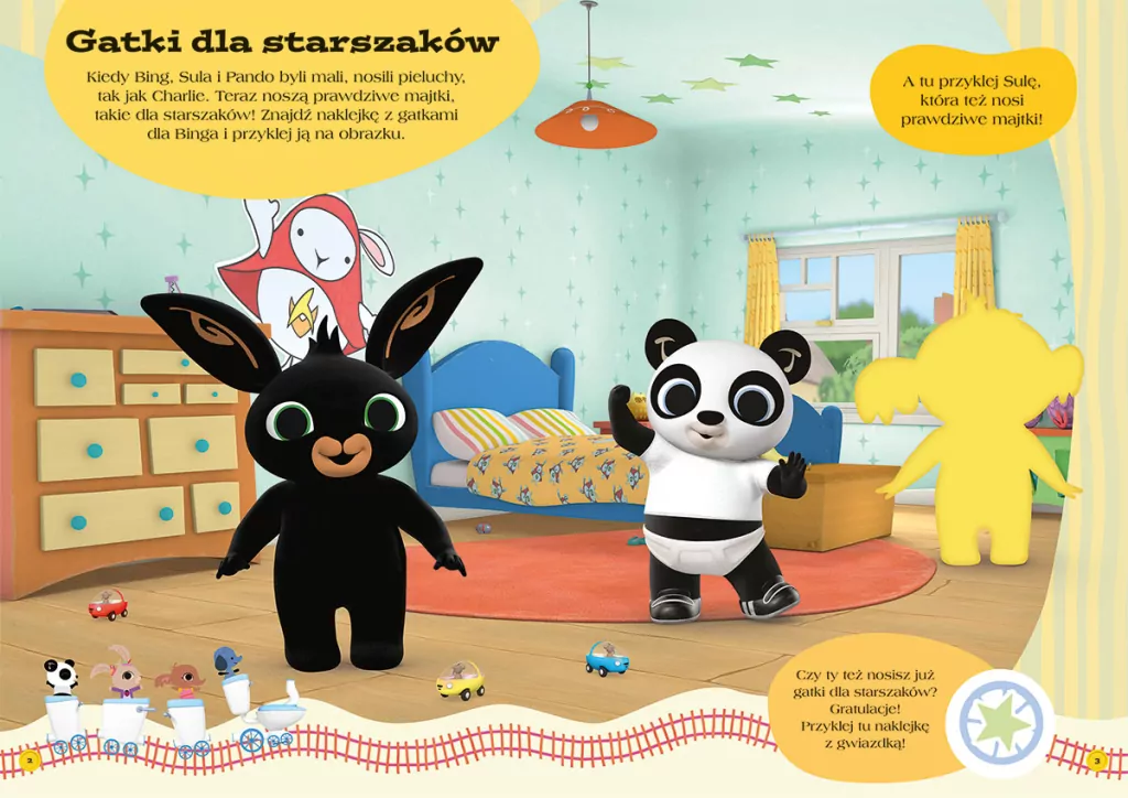 Ciuchcia do toalety. Zabawy i zadania z naklejkami. Bing - tantis.pl