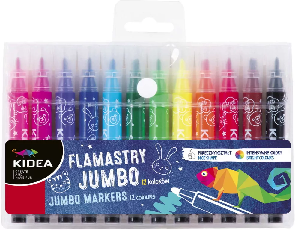 Flamastry Jumbo. 12 kolorów - tantis.pl