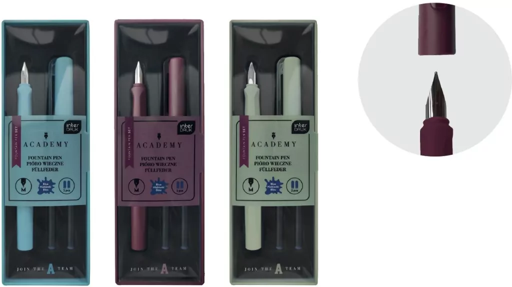 Zestaw pióro wieczne + 2 naboje w etui Academy mix - tantis.pl