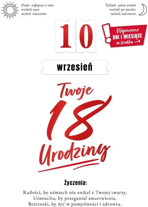 Karnet Urodziny 18 wymienne cyfry - tantis.pl