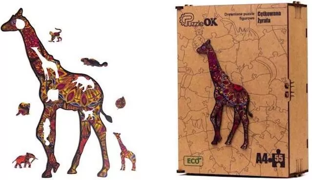 Puzzle drewniane eko 55. Cętkowana żyrafa - tantis.pl