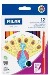 Flamastry z cienką końcówką. 12 kolorów