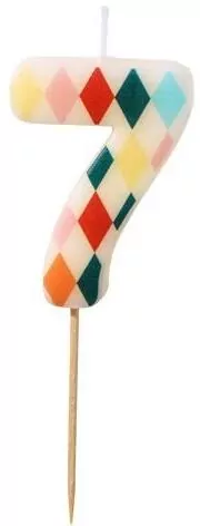 Świeczka urodzinowa cyfra 7 romby 5,5cm - tantis.pl