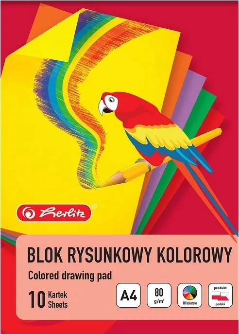 Blok rysunkowy A4/10K kolorowy 80g  HERLITZ - tantis.pl