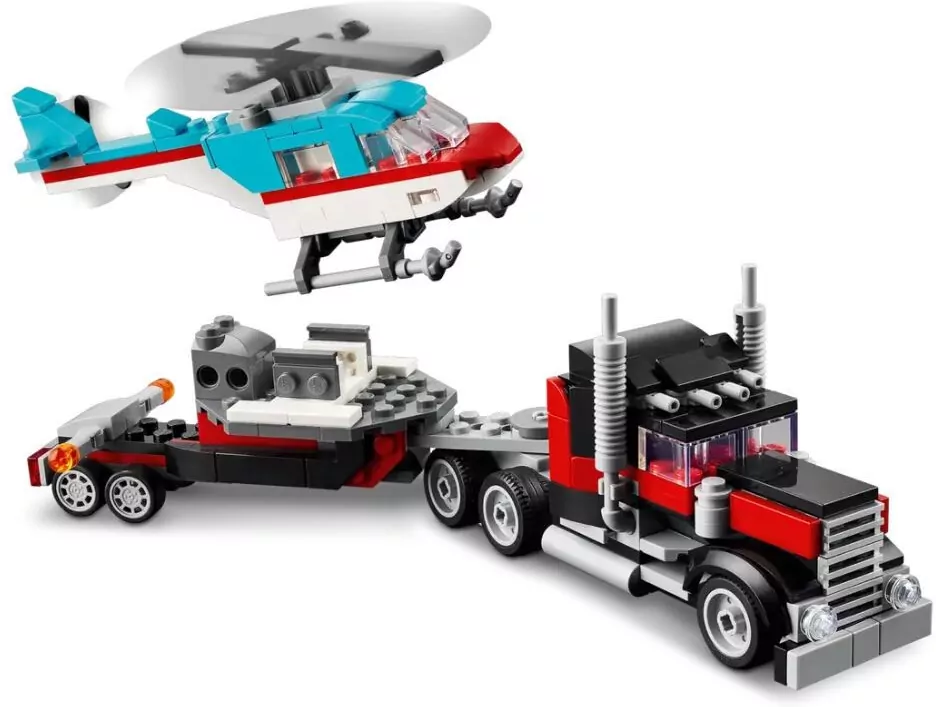 LEGO® Creator. Ciężarówka z platformą i helikopterem 31146 - tantis.pl