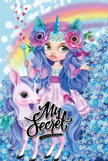 Pamiętnik 135x197/48K kratka TW brokat Jednorożce - tantis.pl