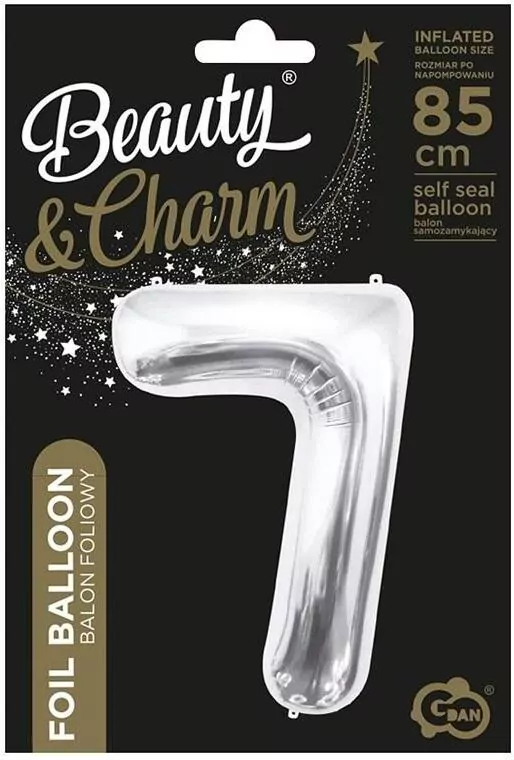 Balon foliowy 7. Srebrna 85cm - tantis.pl