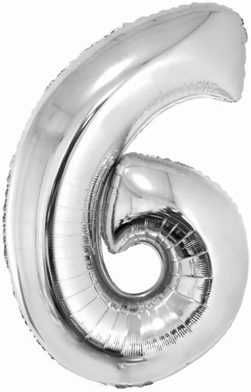 Balon foliowy Smart cyfra 6 srebrny 76cm - tantis.pl