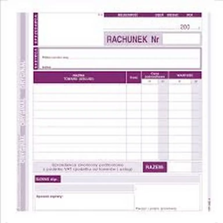 Rachunek dla zwolnionych podmiotowo z VAT 230-4 - tantis.pl