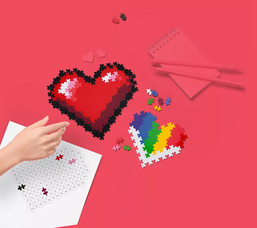 Puzzle by Number- Serce. Klocki Plus-Plus - tantis.pl