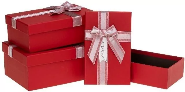 Pudełko prezentowe z kokardą czerwony ROZETTE - tantis.pl