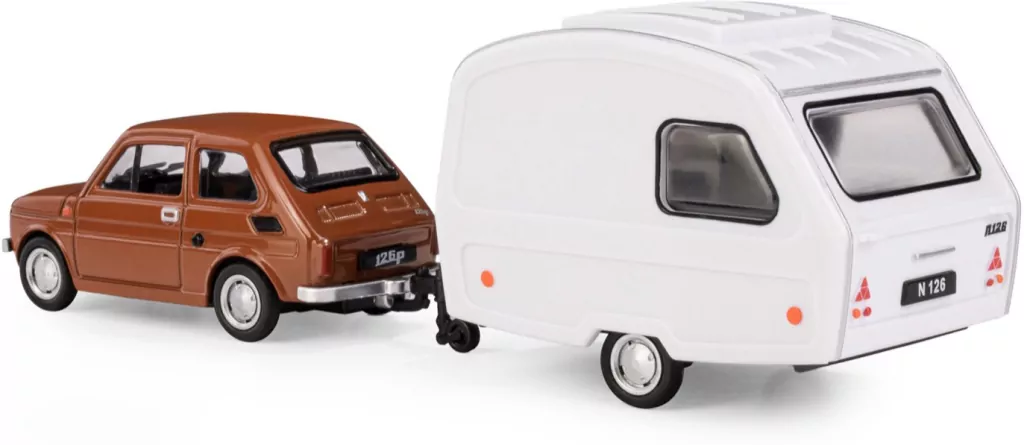 Fiat 126p + przyczepa Niewiadów Kemping czerwony - tantis.pl