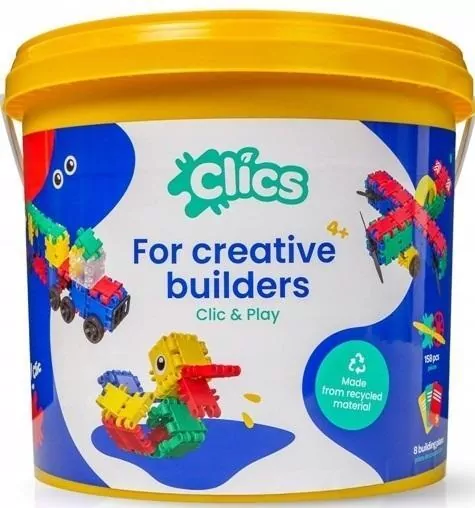 Clics Toys. Klocki wiaderko 8W1 - tantis.pl