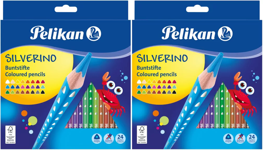 Multipak: Kredki trójkątne Silverino. 24 kolory x2 - tantis.pl