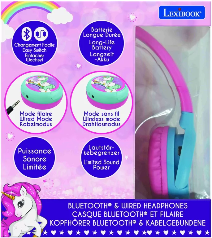 Słuchawki 2 w 1 Unicorn Lexibook HPBT010UNI - tantis.pl