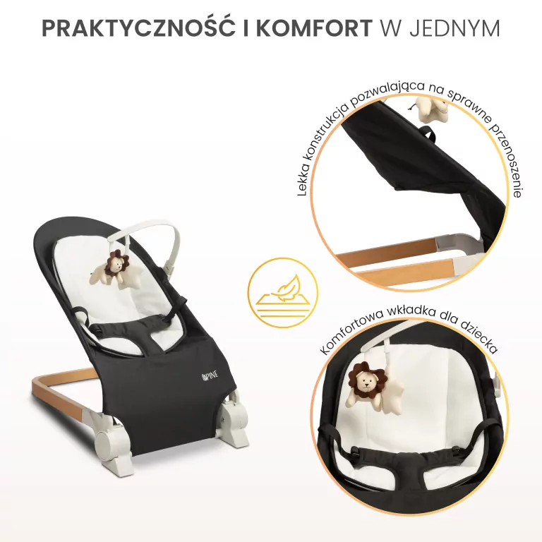 Caratero Leżaczek Pine black - tantis.pl