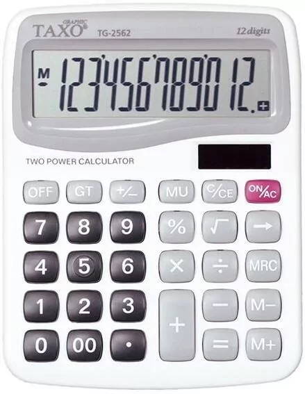 Kalkulator Taxo 12-pozycyjny TG-2562 biały - tantis.pl
