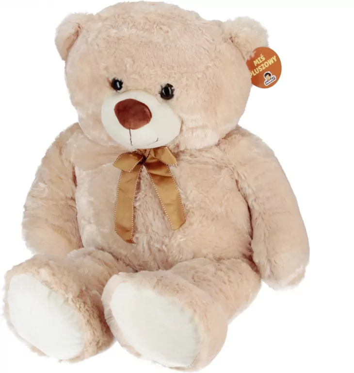 Miś pluszowy z kokardą 100cm, beżowy - tantis.pl