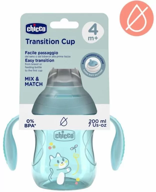 Kubek treningowy z miękkim ustnik 200ml turkus 4m+ - tantis.pl