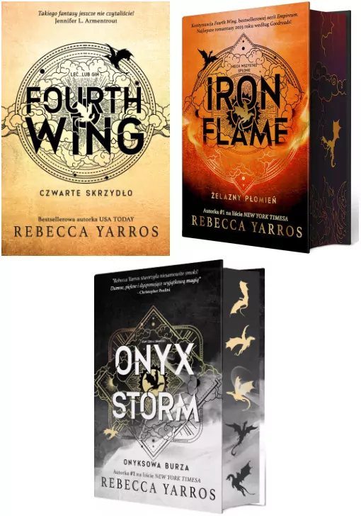 Pakiet: Fourth Wing. Czwarte Skrzydło / Iron Flame. Żelazny płomień / Onyx Storm. Onyksowa burza - tantis.pl